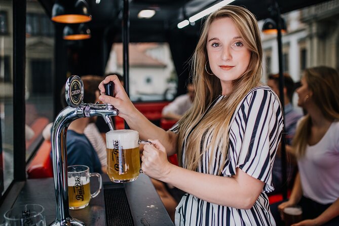 Adults-only Prague Beer Bus Tour - Starting at Hradčanská and ending by Čechův most