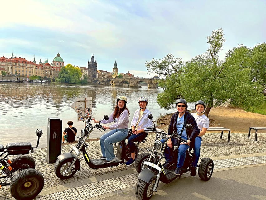 Heart of Prague tour on Tricycle electric scooter - Franz Kafka Museum and the river’s curious sculptures