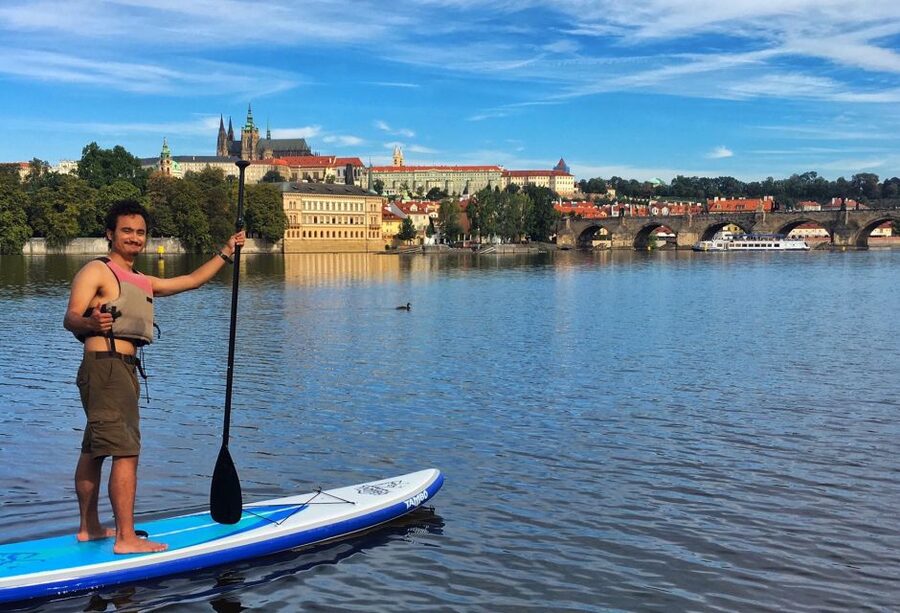 Prague: 2-Hour Paddle Boarding in the City Centre - Getting onto the Vltava