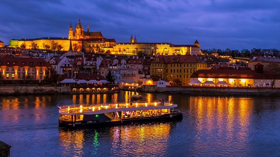 Prague: 50-Minute Sightseeing Evening Cruise - Upper deck photos or warm cabin seating