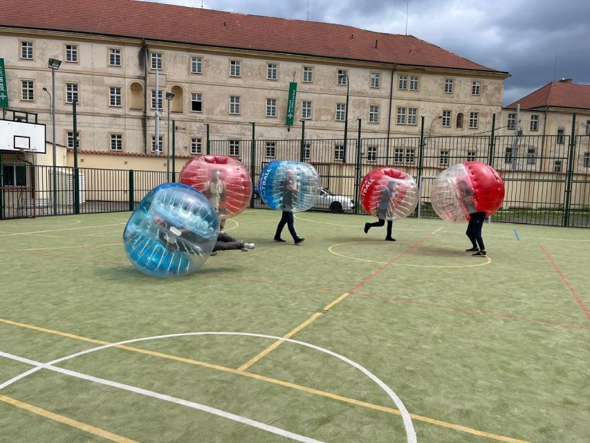 Prague: Bubbles football in city centre of Prague - The first rounds: football with a lot more bouncing