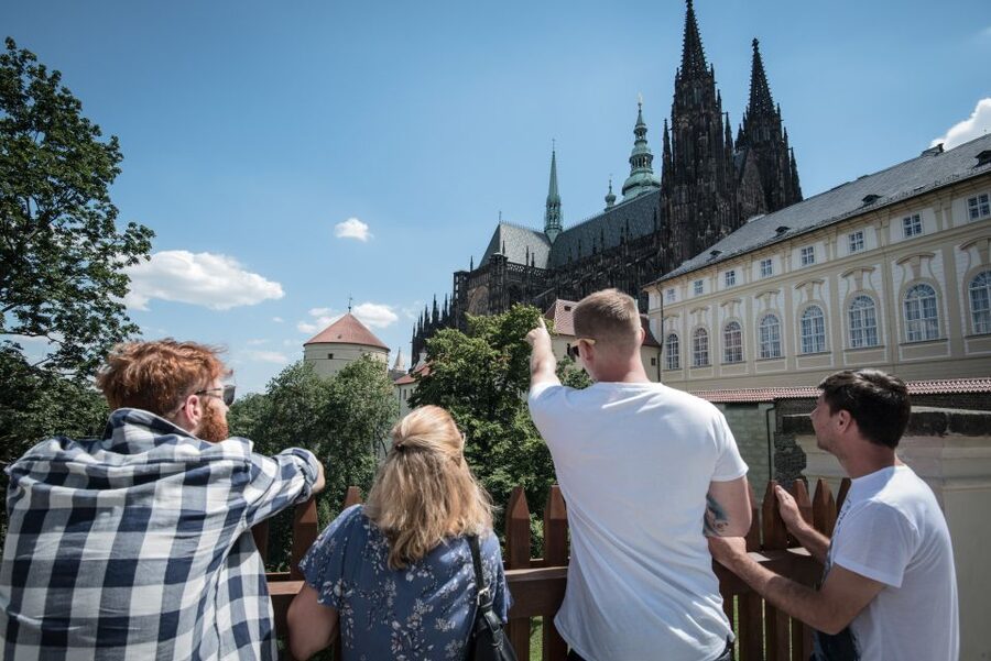 Prague: Castle Grounds & Highlights Walking Tour small-group - St. George Basilica and the Castle District finish