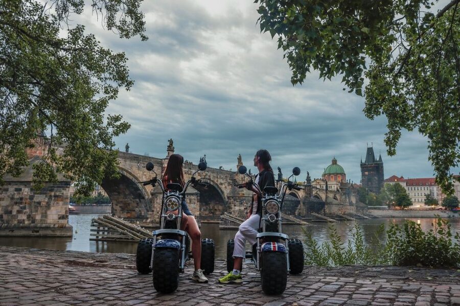 Prague City sightseeing in Night Trike Tour - Prague Castle from the outside