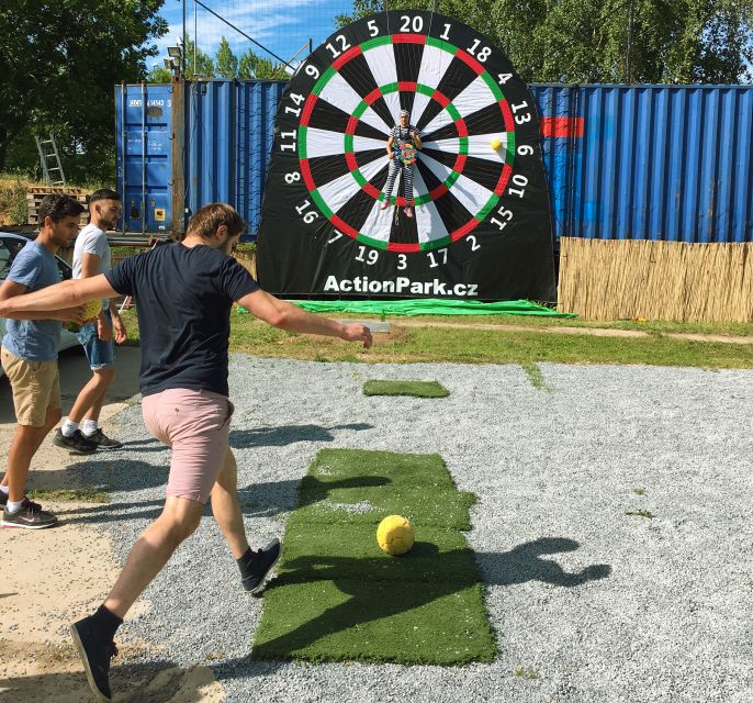 Prague: Giant Football Darts Game with Round of Beers & BBQ - Key points at a glance