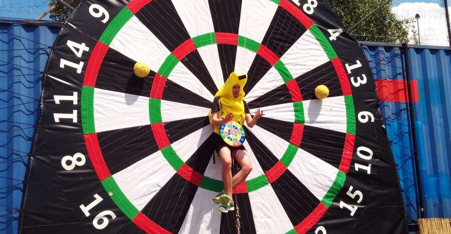 Prague: Giant Football Darts Game with Round of Beers & BBQ - Who will enjoy this most