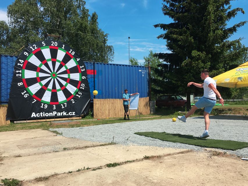 Prague: Giant Football Darts Game with Round of Beers & BBQ - Booking, cancellation, and timing advice