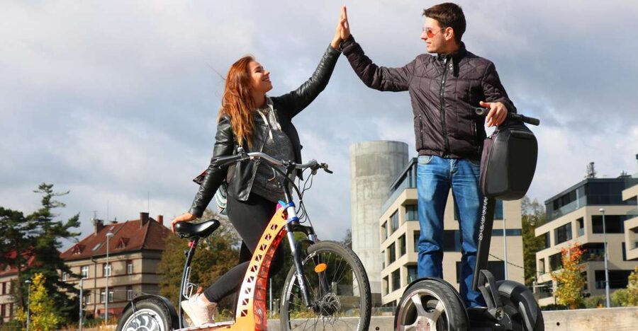 Prague: Grand Segway and eScooter Live Guided City Tour - Learning the Segway before reaching Petřiny
