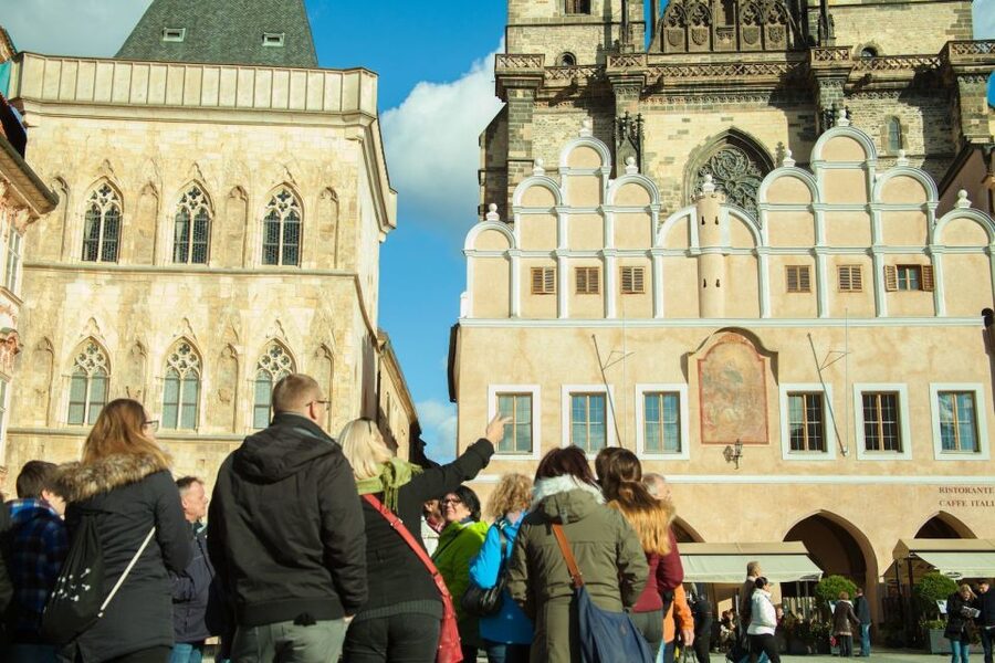 Prague: Old Town and Jewish Quarter Guided Tour in German - Clementinum and the route toward the river