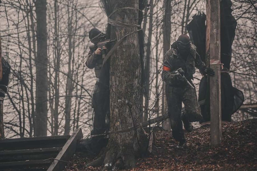Prague: Paintballing Games - The beer, chill-out area, and BBQ