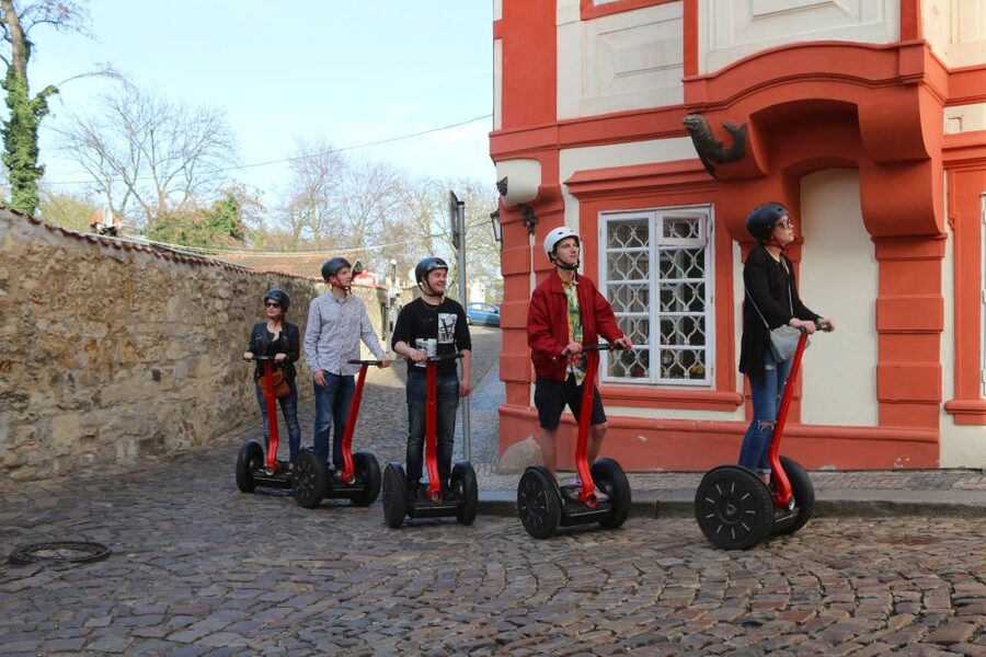 Prague Segway Tour with Oldest Monasteries and Free Taxi - Passing the Huge Stadium at the Hilltop