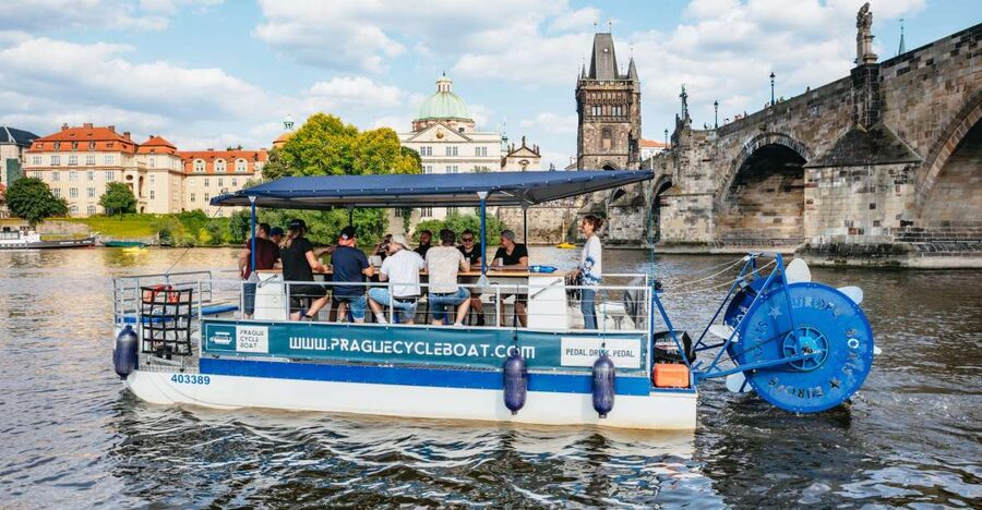 Prague: Swimming Beer Bike on A Cycle Boat - Charles Bridge from the Water