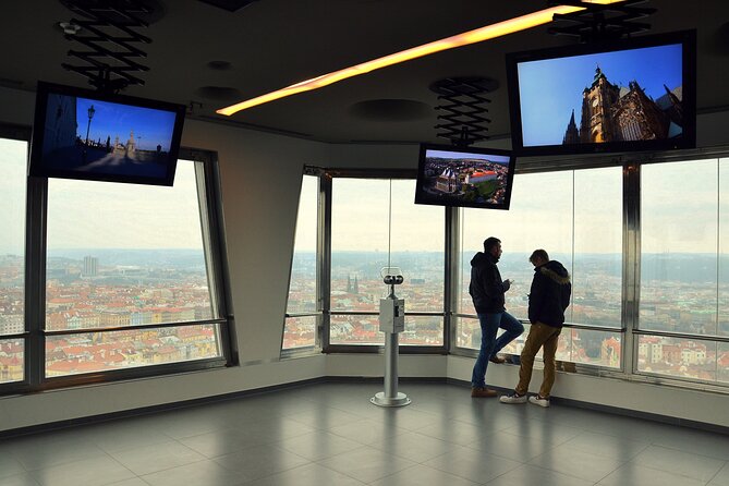 Prague TV tower - Observatory - Entering the tower and reaching 93 meters