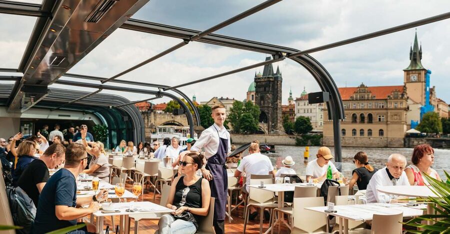 Prague: Vltava River Lunch Cruise in an Open-Top Glass Boat - Live Accordion Music and a Relaxed Mood