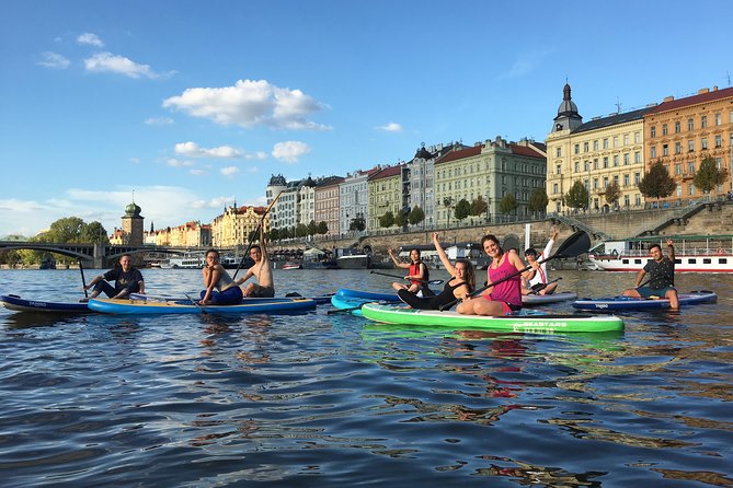 Stand-Up Paddleboarding on the Vltava River in Prague - Launching near Vyšehrad at Yacht Club CERE