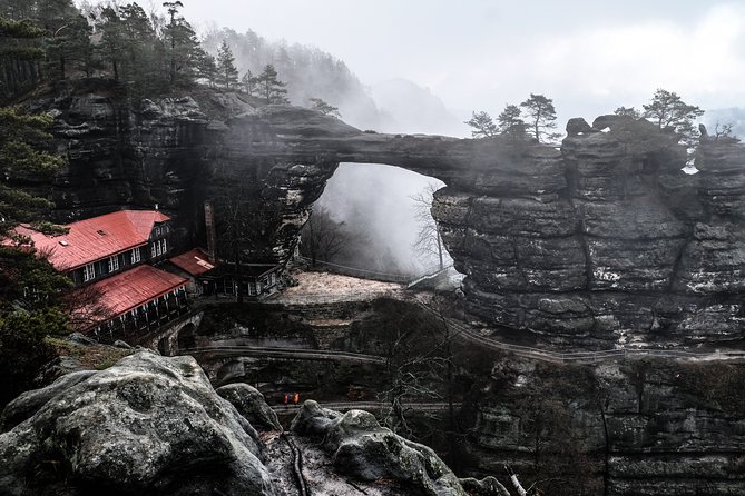 Winter Fairytale The BEST of Bohemian & Saxon Switzerland Hiking Tour - Crossing into Saxon Switzerland and reaching Bastei Bridge